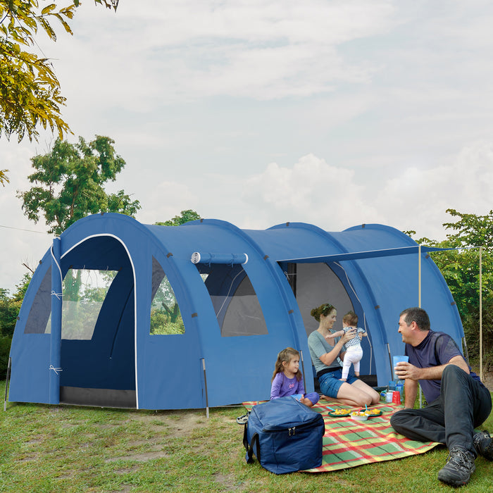 Spacious 5-6 Person Tunnel Tent - Dual-Room Design, Sewn-In Groundsheet, Dual Entrances, Portable with Carry Bag - Perfect for Family Camping, Fishing, and Outdoor Adventures