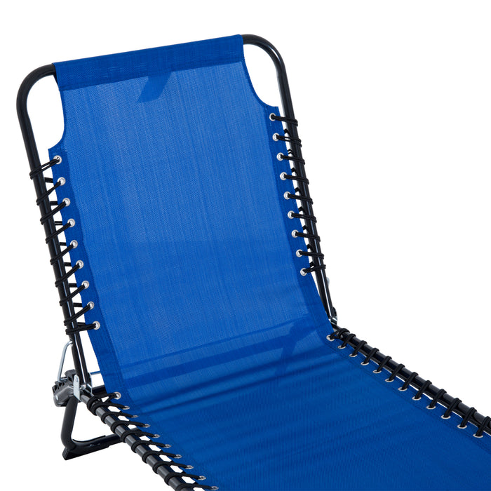 Folding Sun Lounger with 4-Position Adjustable Back - Beach Chaise Chair for Garden, Camping & Hiking - Ideal for Outdoor Relaxation and Sunbathing in Blue