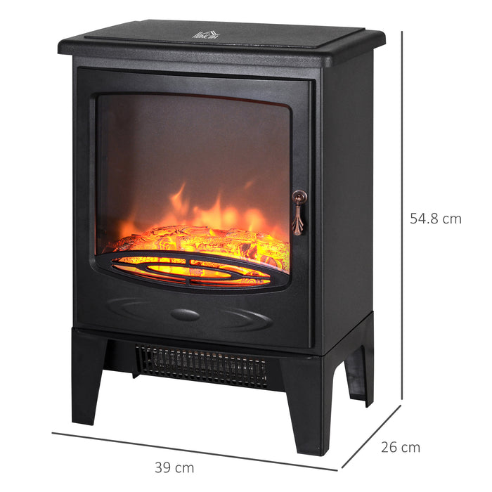 Freestanding Electric Fireplace Heater with Artificial Flame - 950W/1850W Safety Thermostat, Tempered Glass Design - Cozy Warmth for Indoor Spaces