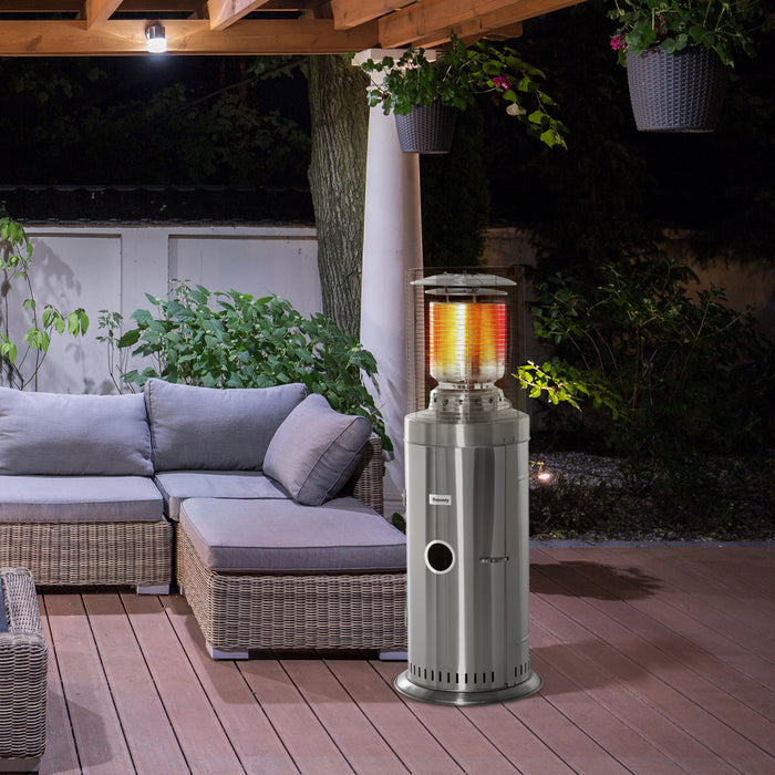 10KW Gas Patio Heater - Bullet-Style Outdoor Terrace Warmer with Dust Cover & Wheels - Ideal for Garden Heating Needs