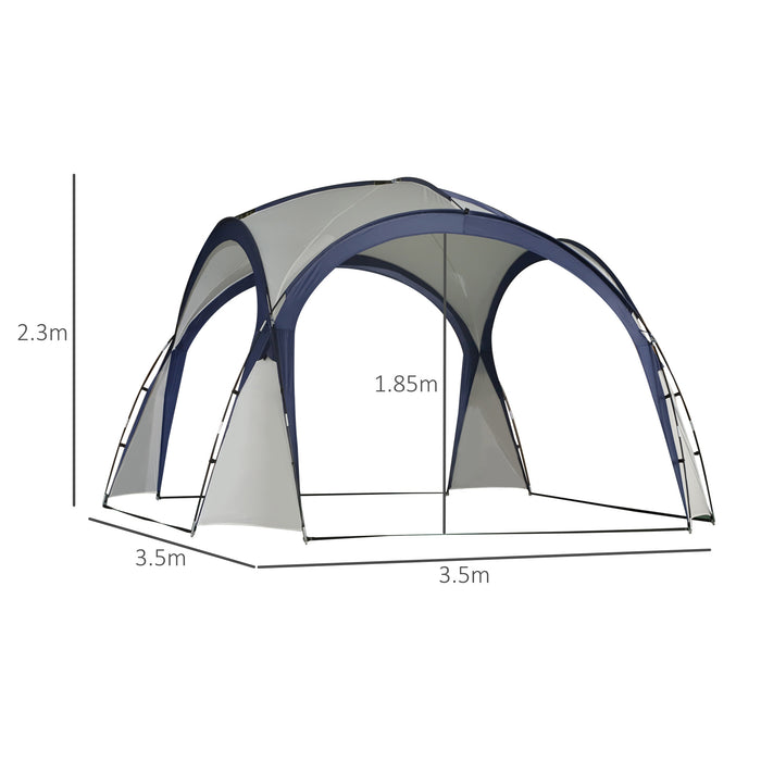 Outdoor Gazebo Marquee Tent 3.5 x 3.5M - Waterproof Cream & Blue Patio Arc Pavilion for Garden Parties, Events, Camping - Durable Sun Shelter for Family Gatherings & Outdoor Entertainment