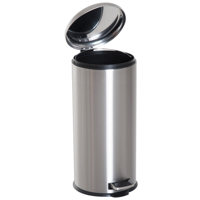 Stainless Steel 30L Foot Pedal Bin - Metal Waste Container with Lid for Kitchen - Hygienic Garbage Solution for Home Use