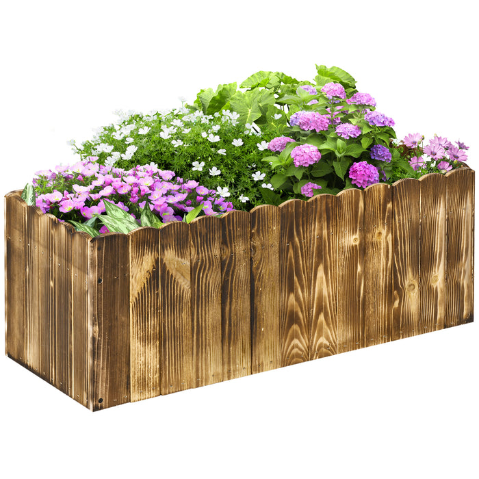 Large Rectangular Wooden Planter - 70L Flower & Vegetable Raised Bed, Outdoor Herb Display Box, 80x33x30 cm - Ideal for Gardeners and Patio Decor