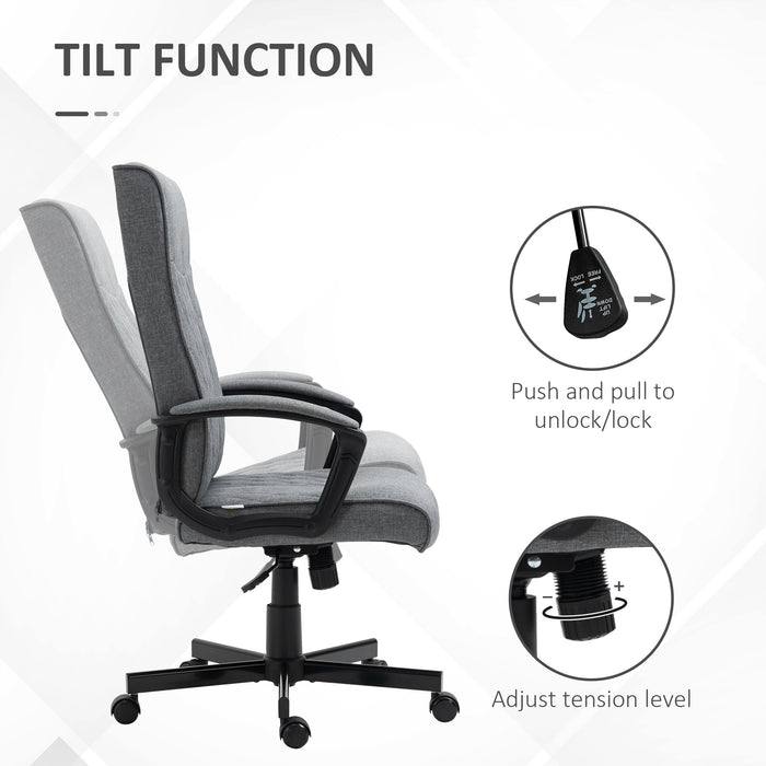 High-Back Linen Swivel Computer Chair - Adjustable Height & Tilt for Comfortable Seating - Perfect for Home Office, Bedroom & Study Spaces