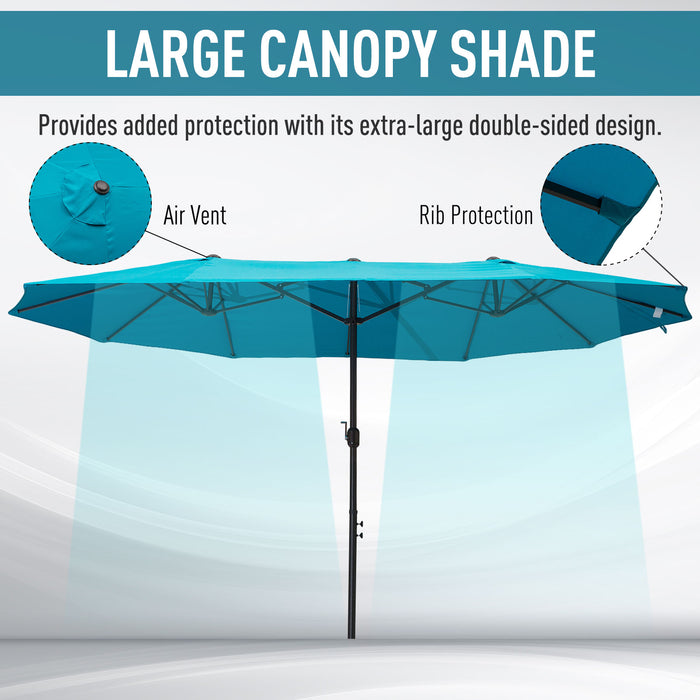 Double-Sided Patio Parasol Sun Umbrella, 4.6m - UV Protection and Adjustable Shade - Ideal for Outdoor Entertainment and Garden Relaxation