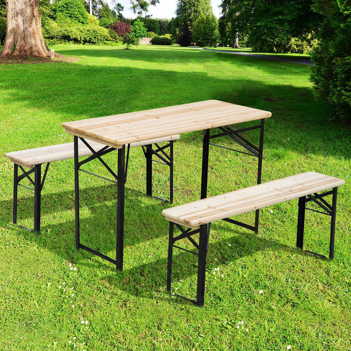 PicnicTime Deluxe Outdoor Wooden Table and Bench Combo - Portable Folding Picnic Set with Seating - Ideal for Family Gatherings, BBQs, and Park Outings