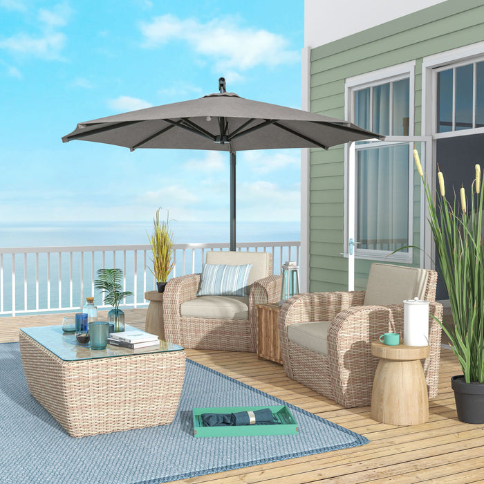 360° Rotating Cantilever Banana Parasol with Cross Base - Outdoor Patio Umbrella with Tilt and Crank Handle, Dark Grey - Ideal for Garden Decks and Poolside Shade