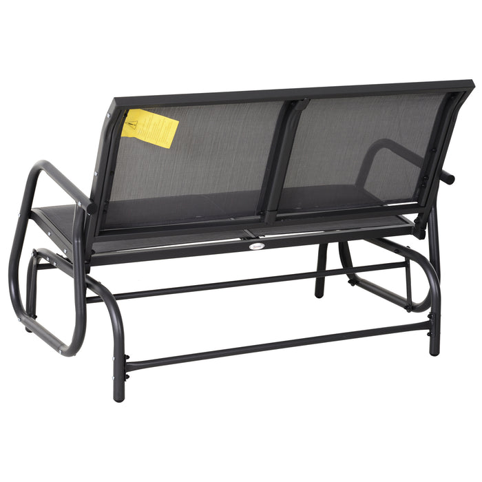 Outdoor Double Seater Glider Bench - Patio Swing Chair Loveseat with Powder-Coated Steel Frame - Ideal for Garden, Porch, & Backyard Relaxation, Grey