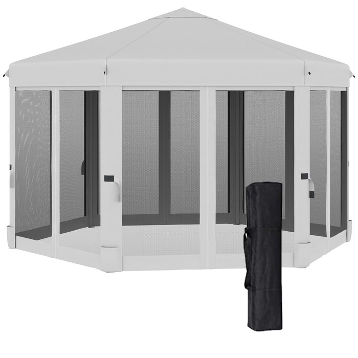 Hexagonal Pop Up Gazebo Canopy Tent - 3.2m, Mesh Sidewalls, UV Protection, Handy Carry Bag - Outdoor Events, Garden Shade