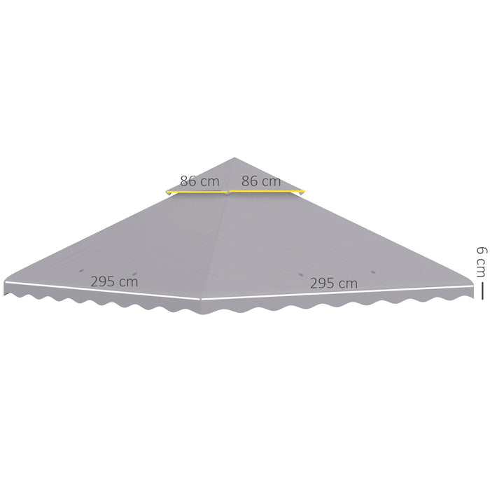 3 x 3m Gazebo Canopy Top - Two-Tiered Light Grey Roof Replacement Cover - Ideal for Outdoor Patio Shelter Enhancement