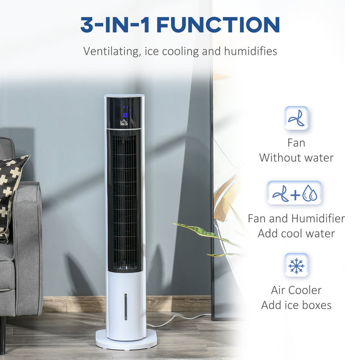 41-Inch Bladeless Tower Fan - Evaporative Cooler with Ice Water Conditioning and Humidifier - 3 Modes, Remote Control, Timer for Home Comfort