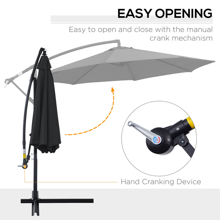 Cantilever Banana Parasol - 3M Steel Hanging Umbrella for Patios in Black - Ideal Shade Solution for Outdoor Comfort