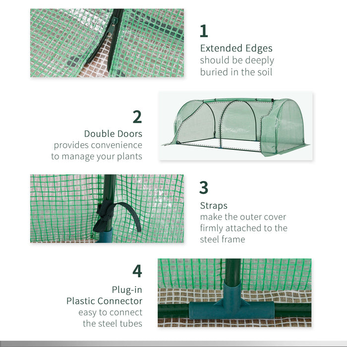 Greenhouse Tunnel for Garden Growth - Steel-Framed Outdoor Growing Shelter with PE Cover - Ideal for Protecting Plants & Jumpstarting Seedlings