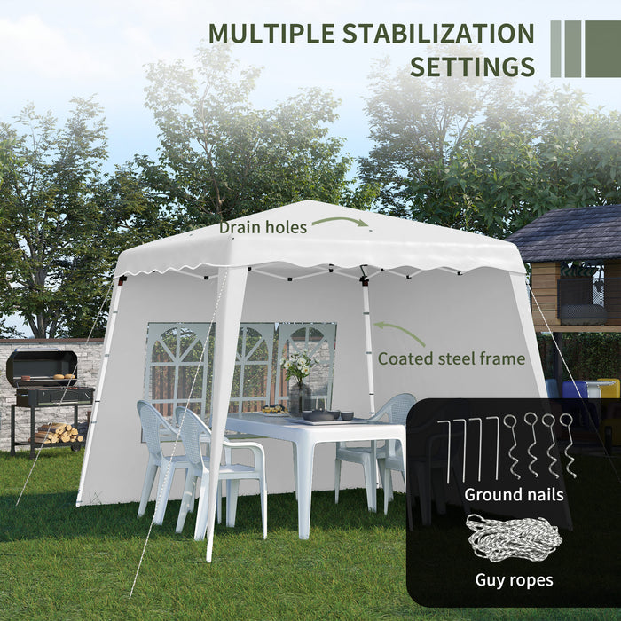 Pop-Up Gazebo 2.9 x 2.9m with Carry Bag - Slant Leg Design & Height Adjustable, UV50+ Protection - Ideal Event Shelter for Garden Parties and Patio Events, White