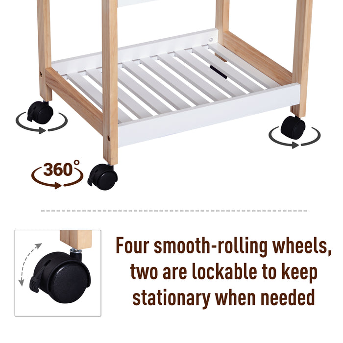 Mobile Kitchen Storage Cart - 3-Tier Rolling Trolley with Shelves and Wheels, White, 46 x 35 x 74.5 cm - Ideal for Home Organization and Space Saving