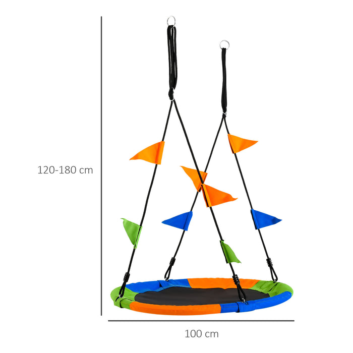 Kids Saucer Tree Swing Set with Adjustable Rope - Waterproof Round Seat, Sturdy Steel Frame for Outdoor Play - Ideal for Backyard Fun and Playground Activities