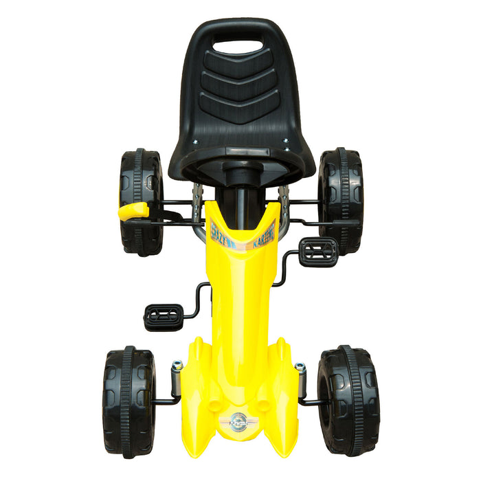 Pedal Go Kart - Durable Yellow & Black Racing Cart for Kids - Outdoor Fun and Exercise Vehicle