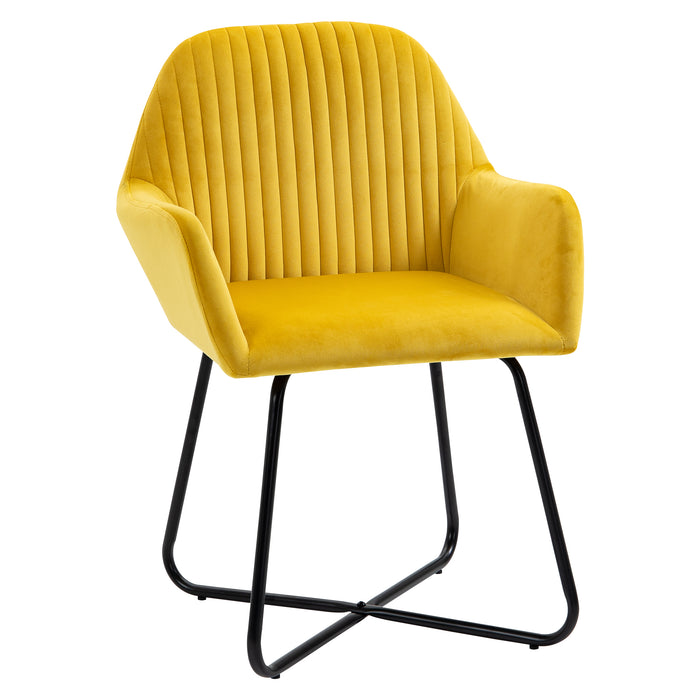 Upholstered Modern Armchair with Sleek Metal Base - Stylish Yellow Accent Chair for Living Room Comfort - Ideal for Contemporary Home Seating