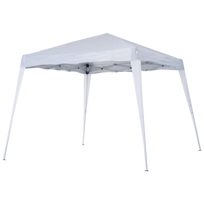 3x3m Slant Leg Canopy Tent - Height Adjustable Pop Up Gazebo with Carry Bag - Ideal for Garden Parties & Outdoor Events, White