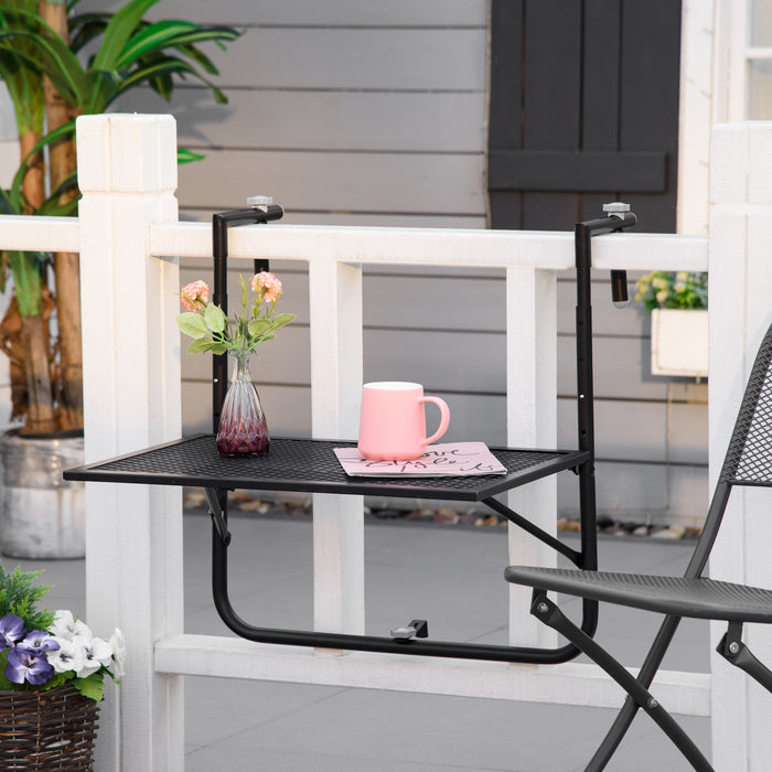 Space-Saving Balcony Hanging Table - Metal Wall Mount Desk with Adjustable Folding Design - Ideal for Patio and Garden Use