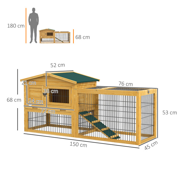 Deluxe Wooden Rabbit Hutch - Spacious Outdoor Run and Weather-Resistant Coating, Yellow - Ideal Home for Pet Rabbits and Small Animals