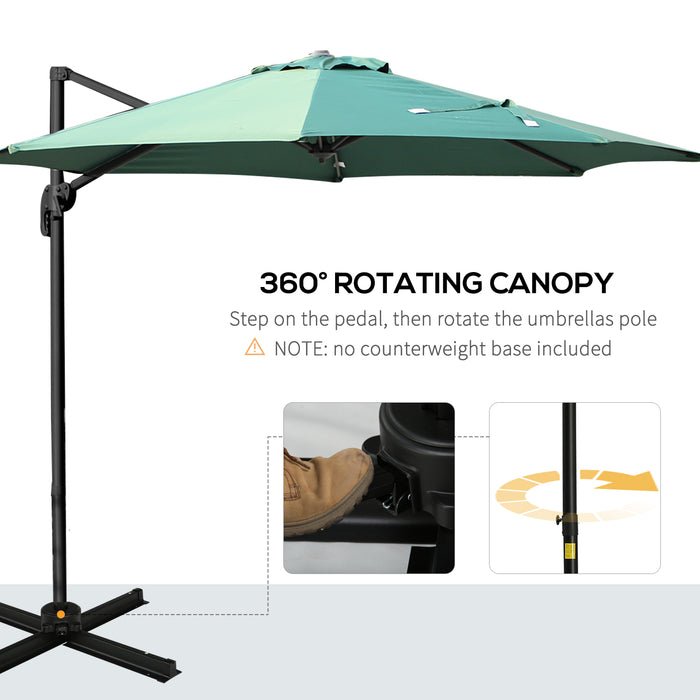 3M Patio Offset Roma Umbrella - Cantilever Hanging Sunshade with 360° Rotation and Cross Base - Ideal Outdoor Shelter for Gardens and Patios