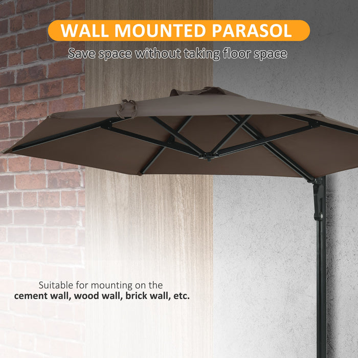 Wall Mounted Parasol with Easy Push Operation - 180-Degree Rotatable Outdoor Umbrella for Patio, Deck, Garden, 250cm - Sun Protection for Porch Relaxation, Khaki