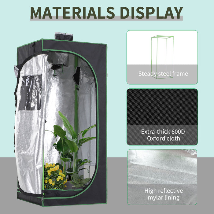 Hydroponic Plant Grow Tent with Viewing Window and Tool Bag - 60x60x140cm Compact Black/Green Indoor Gardening Enclosure - Ideal for Urban Farmers & Small Space Gardening