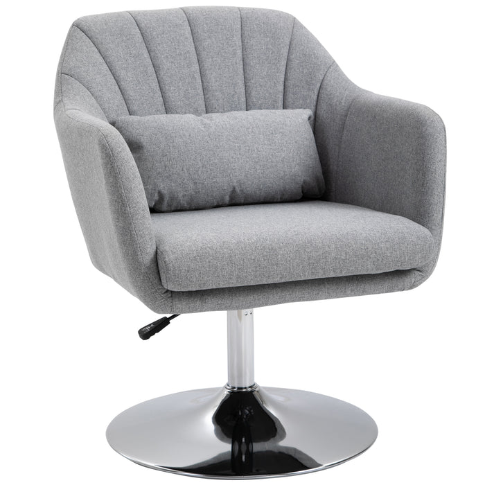 Contemporary Swivel Accent Chair - Adjustable Height Vanity Armchair with Thick Cushion & Lumbar Support - Perfect for Bedroom Comfort and Style