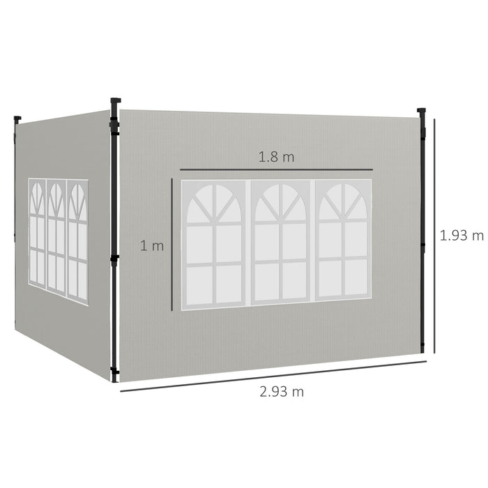 Gazebo Side Panel Replacements with Windows - Fits 3x3m & 3x6m Canopies, 2-Pack in White - Enhances Privacy & Protection for Outdoor Events