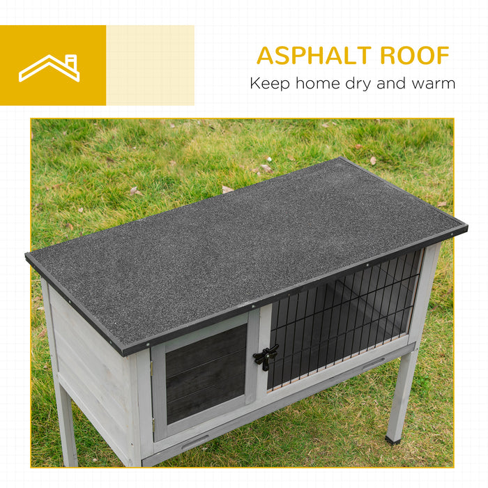 Rabbit Haven - Weatherproof Elevated Fir Wood Hutch in Grey - Perfect Outdoor Shelter for Bunnies