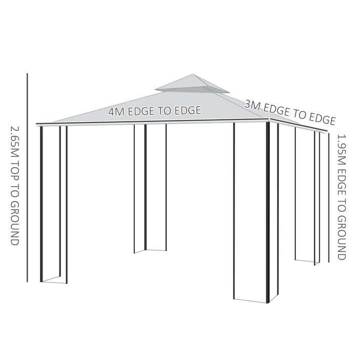 2-Tier Steel Frame Gazebo, 10 x 13ft, with Curtains - Sturdy Outdoor Shelter for Backyard, Black/Grey - Ideal for Garden Parties & Relaxation