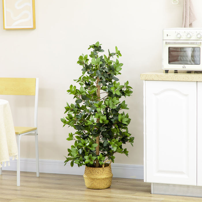 Bay Leaf Laurel Artificial Plant in Pot - Lifelike Indoor Outdoor Faux Greenery, 16x16x120cm - Enhances Home and Office Decor