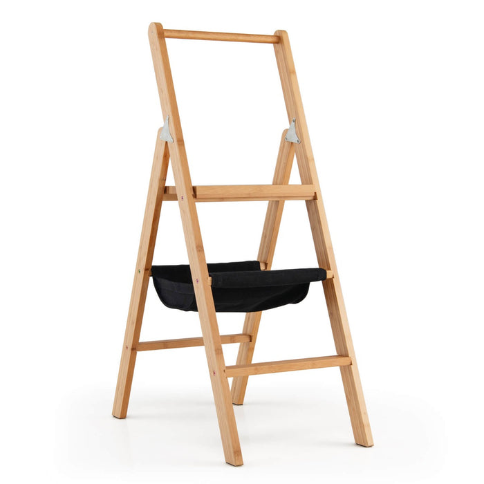 Bamboo folding step deals stool