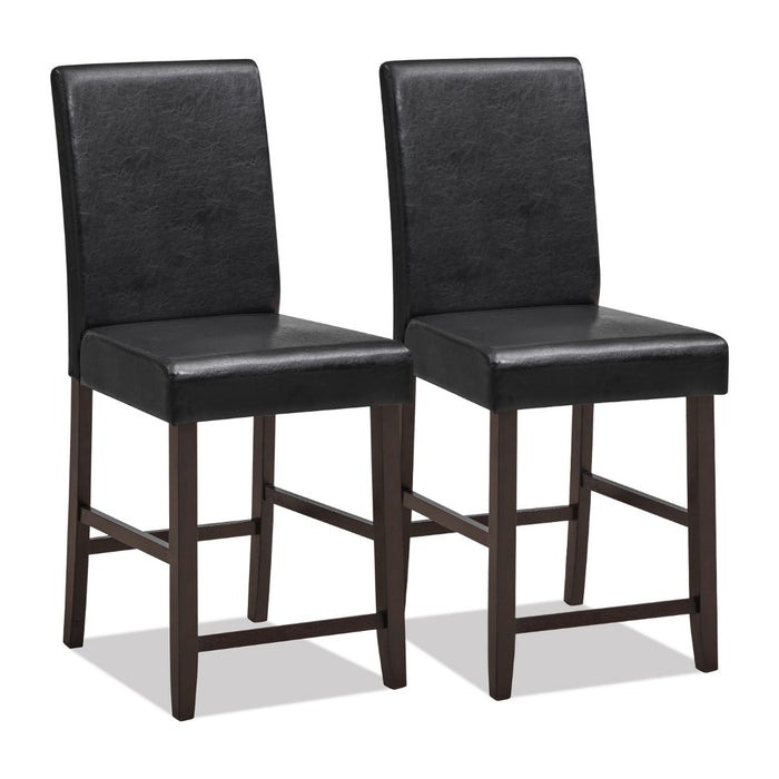 Set of 2 Counter Height Bar Stools - Ergonomic Back & Rubber Wood Legs - Ideal for Comfortable and Elevated Seating Solutions