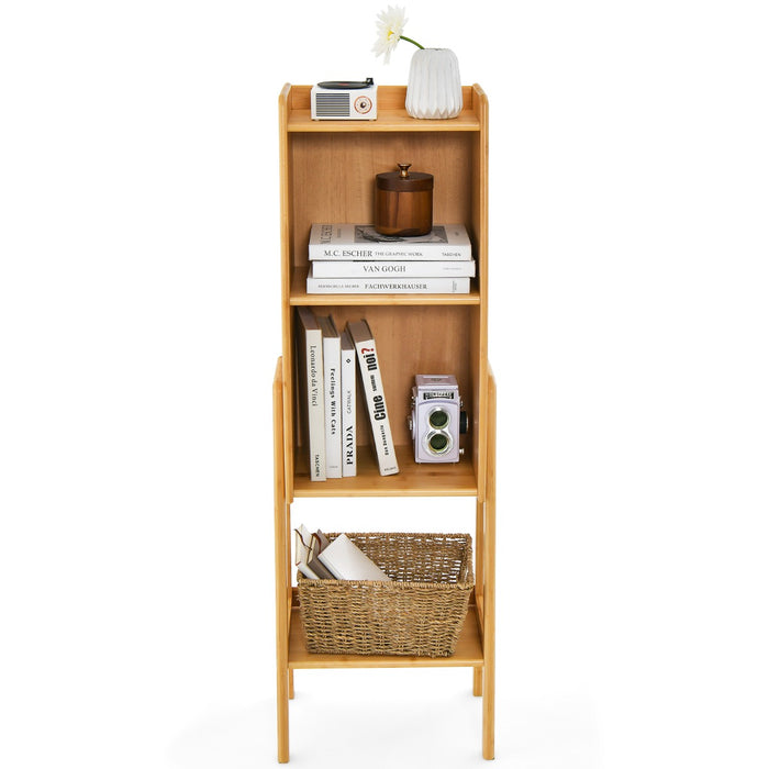 Tall Bamboo Bookshelf - 4 Tier Free Standing Design with Legs - Perfect Storage Solution for Readers and Home Organizers