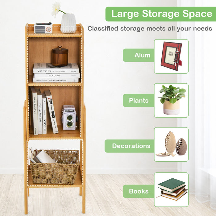 Tall Bamboo Bookshelf - 4 Tier Free Standing Design with Legs - Perfect Storage Solution for Readers and Home Organizers