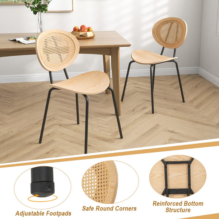 Rattan Chair Model 2 -  Dining Set with Metal Legs and Plywood Seat in Natural - Ideal for a Stylish, Modern Dining Room Setup