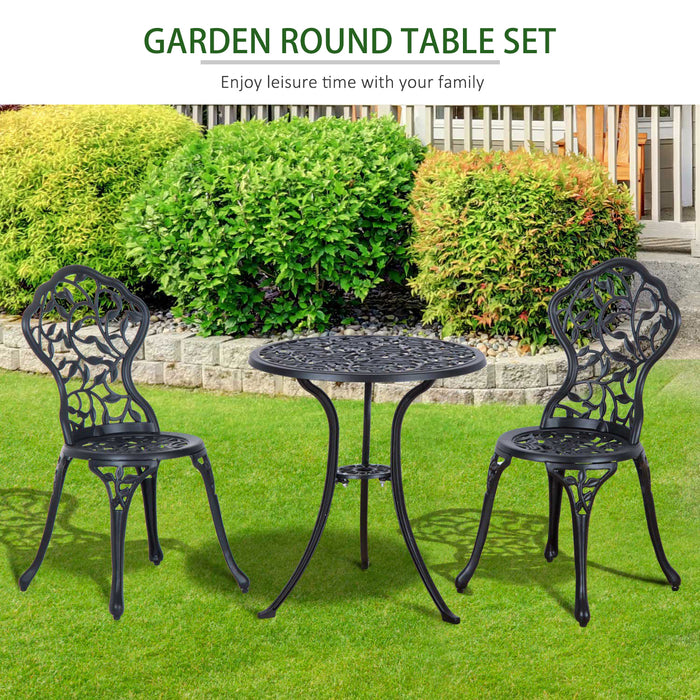 3-Piece Cast Aluminum Bistro Set - Antique Garden Furniture with Dining Table and Chairs - Outdoor Seating for Patio Enjoyment