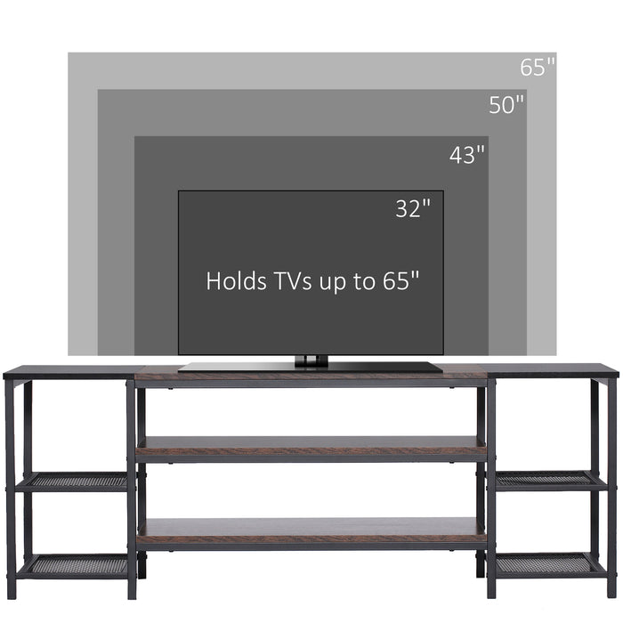 Industrial TV Stand for Up to 65" Screens - Storage Shelves and Sturdy Metal Frame Design - Ideal for Living Room Organization and Decor