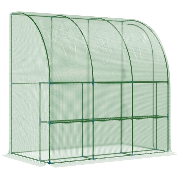 Walk-In Lean-to Garden Tunnel Greenhouse - Durable PE Cover with Roll-Up Zippered Door, 214 x 120 x 215 cm - Ideal for Extended Growing Season and Protecting Plants