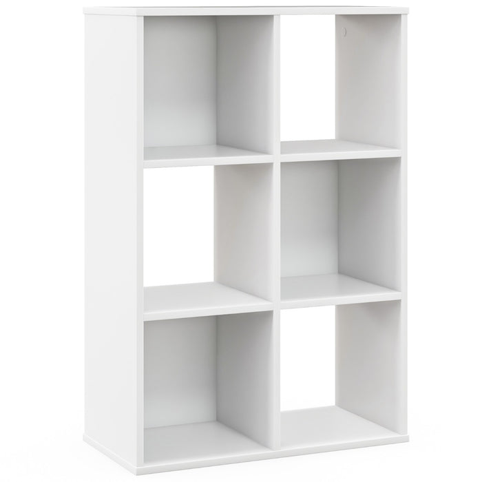 Cube Organizer Bookcase - 6-Cube Shelf with 2 Anti-Tipping Kits, Ideal for Living Room, White Finish - Perfect Storage Solution for Home Decor and Safety