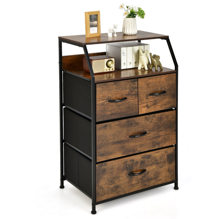 Floor Storage Chest with Steel Frame - Free Standing Fabric Bins in Brown - Perfect Organization Solution for Any Room