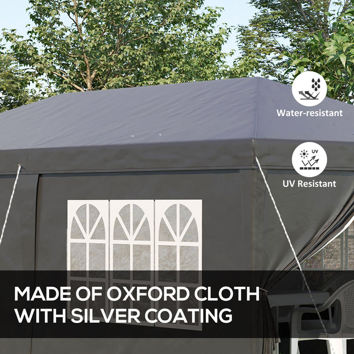 Height Adjustable 3x6m Pop-up Gazebo with Side Panels and Windows - Waterproof Outdoor Shelter for Garden and Events - Ideal for Parties, Camping & Storage Bag Included