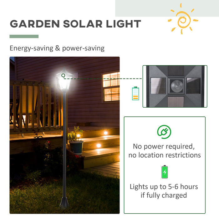 Outdoor Solar LED Post Lamp - Dimmable Sensor Lantern, 1.2M Bollard Pathway Light in Black - Ideal for Garden and Driveway Illumination