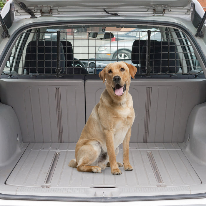 Heavy Duty Pet Dog Car Barrier in Black - Secure Vehicle Safety Mesh Partition for Travelling with Dogs - Keeps Pets Safe and Distracted Driving at Bay