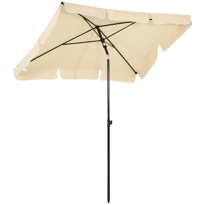 Aluminum Rectangular Sun Parasol with Tilt - 2M x 1.25M Beige Umbrella for Patio and Garden - Ideal Outdoor Shade for Relaxation and Protection