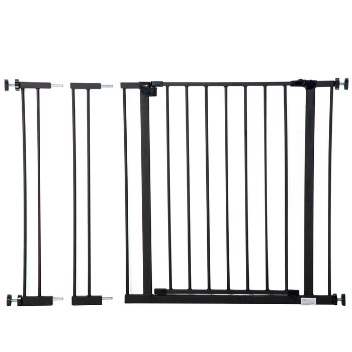 Pet Safety Gate - Dog Stair Barrier with Auto Close Door, Adjustable 76-107cm, Black - Ideal for Keeping Pets Secure and Safe