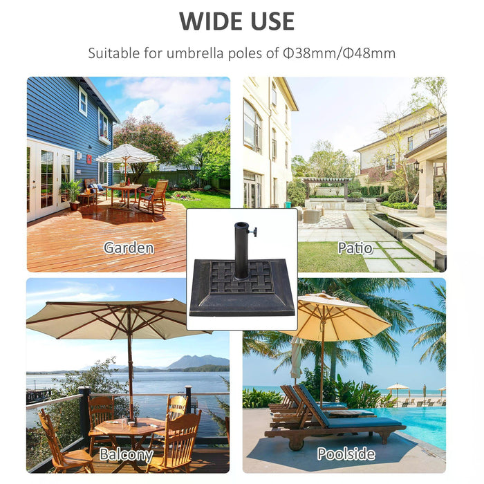 Square Bronze Resin Parasol Base, 44 cm - Sturdy & Elegant Outdoor Umbrella Stand - Ideal for Garden Patio Stability