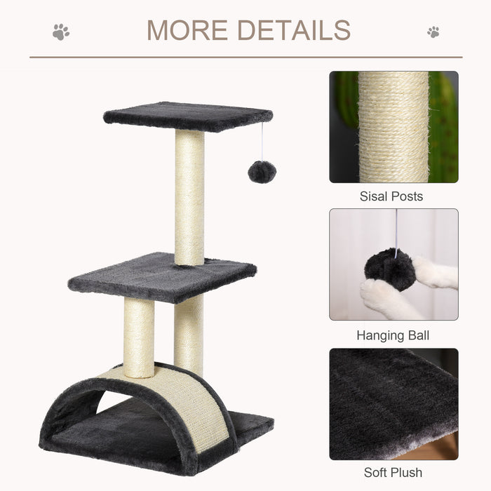 Climbing Activity Centre Cat Tree Tower - 72cm Kitten Playground with Sisal Scratching Posts, Arc Perch & Hanging Ball Toy - Designed for Playful Cats and Scratch Training